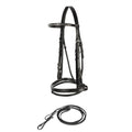 Horse Bridle Black Padded Leather Snaffle with Flash Noseband & Web Reins - HORZE Weston