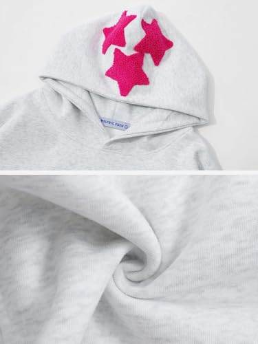 Aelfric Eden Men's Light Grey Oversized Y2K Graphic Hoodie Small