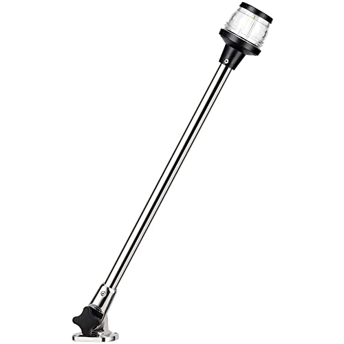 LED Fold Down Boat Stern Light 3-NM All Round 360° Anchor Light - 25 Inch Stainless Steel