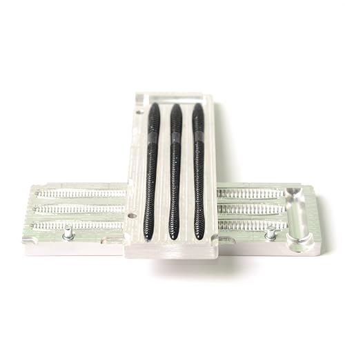 Soft Plastic Fishing Lure Mold 3-Cavity Aluminium Injection for Worms 6''