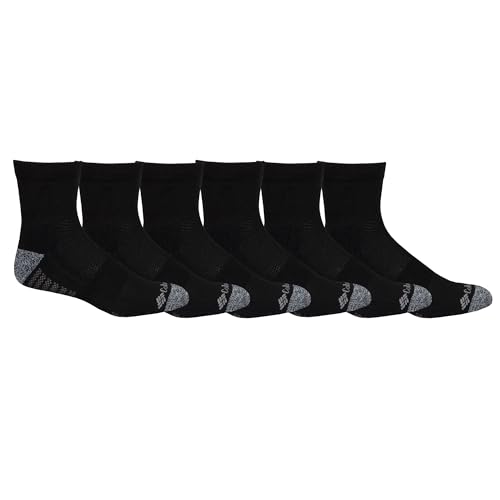 Columbia Men's Quarter Cushioned Arch Support Socks Black & Columbia Grey 6-Pack