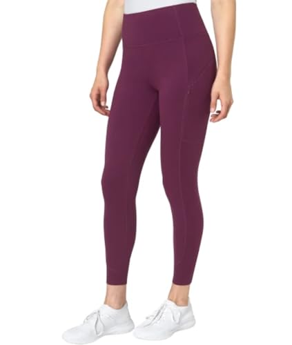 X-Large Women's Moisture-Wicking Cropped Leggings with Side Zip Pockets - Purple