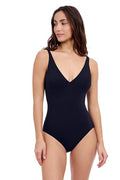 Women's Tutti Frutti V-Neck One-Piece Swimsuit - Black, Size 8