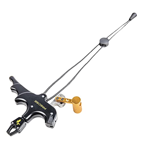Archery Bow Release 4-Finger T Handle Caliper Style with Wrist Strap
