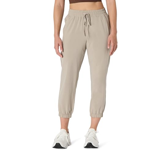Women's Active Performance Stretch Woven Crop Jogger Pants - Taupe, X-Small