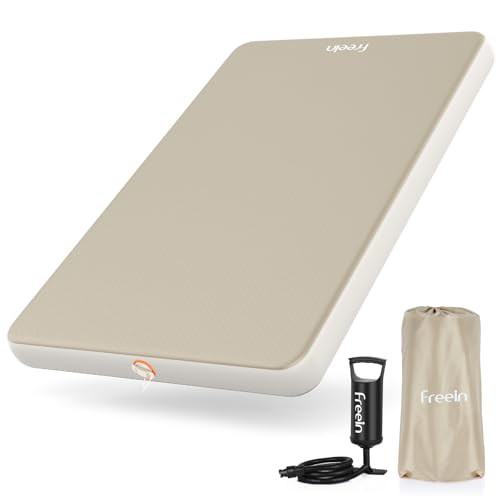 Beige Double Camping Sleeping Pad with Drop Stitch Support - 76 x 51 inches