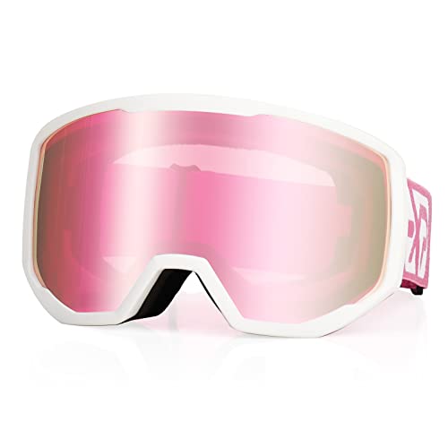 Pink Frame Over-Glasses Ski Snowboard Goggles with Interchangeable Foam