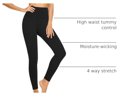 High Waisted Leggings for Women Large-X-Large Black - Tummy Control Yoga Pants