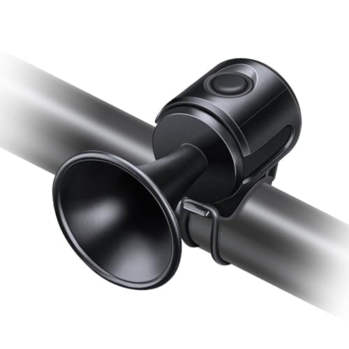 Black Electric Bike Horn 120dB Loud Bicycle Bell with Batteries - Easy Install