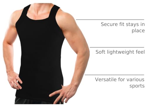 Large Black Cotton Tank Top for Men - Square Cut Muscle Rib A-Shirt