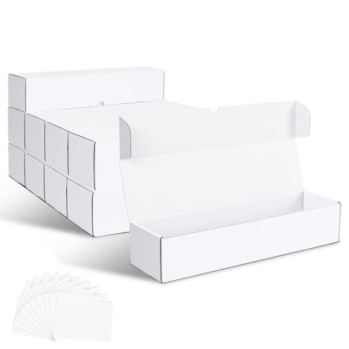 14.2x3.8x2.9 Inch 10 Pack All White Trading Card Storage Boxes - Holds 400 Cards