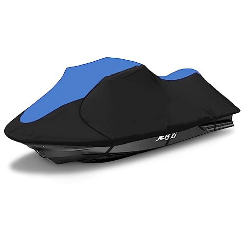 600D Waterproof Jet Ski Cover Fits 126-135 Inch 3 Seater - Blue & Black, Windproof & UV Protected