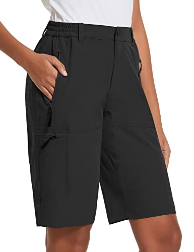 Women's Long Hiking Bermuda Shorts Large - Black, Quick Dry, UPF 50+
