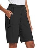 Women's Long Hiking Bermuda Shorts Large - Black, Quick Dry, UPF 50+