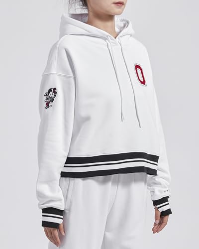 Ohio State Buckeyes Womens Cropped Hoodie - College Classic Essentials - Medium White Black