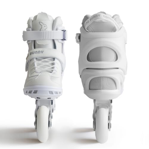 Adult Inline Skates Black White US 8 with ABEC-9 Bearings & Breathable Lining - Optional Brake, Size W 6-9, Variation: White / US Women 8