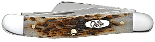 2.5-Inch Medium Amber Bone Stockman Pocket Knife with Stainless Steel Blades - Amber Handle