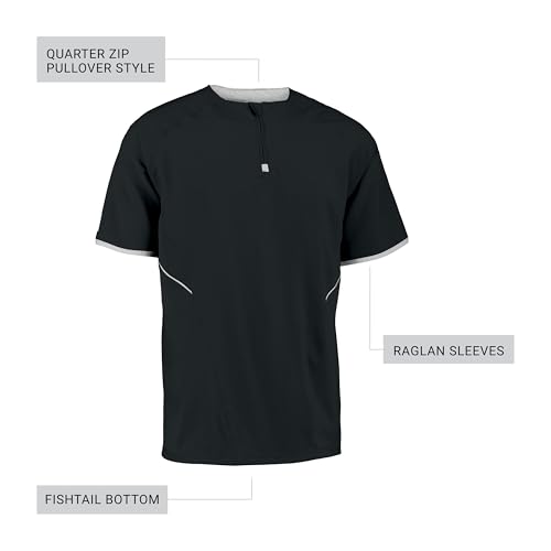 Russell Athletic Men's Lightweight Short Sleeve Pullover Cage Jacket - XX-Large Black/White