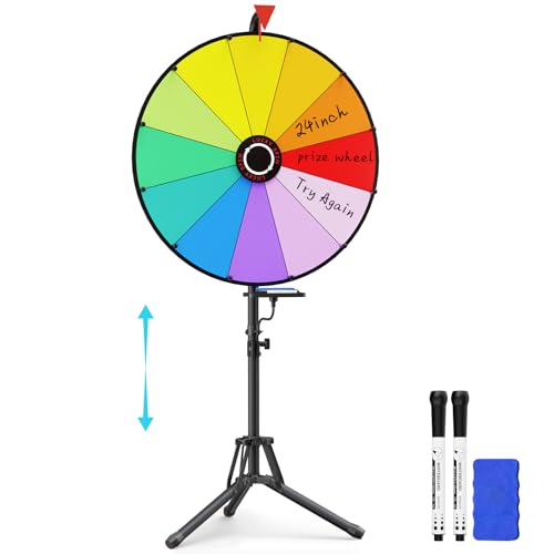 24 Inch Prize Wheel with Tripod Stand - Color Spin Wheel for Games & Events