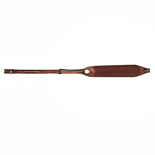 TOURBON Leather Rifle Sling with Pouch & Black Swivels - Ammo Holder & Hunting Accessory