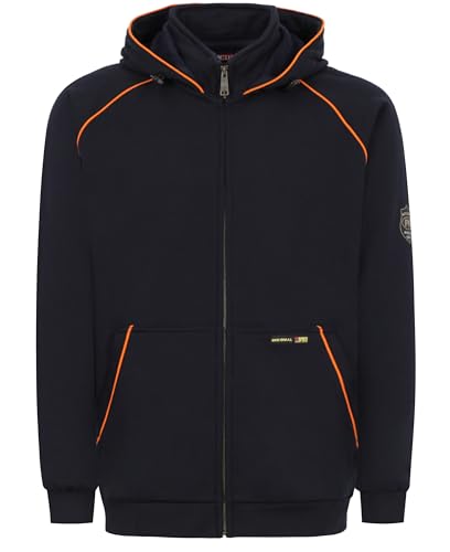 Medium Navy BOCOMAL FR Heavyweight Fleece Hooded Work Jacket with Zipper Front