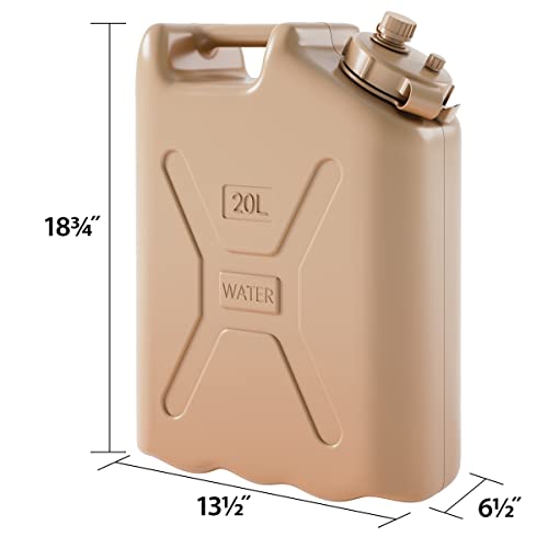 Portable Military Style 5-Gallon Water Jug with Handle - Sand