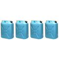 4 Pack Portable Water Jugs - 5 Gallon Food-Grade Plastic Emergency & Camping Container with Reversible Spout - Blue