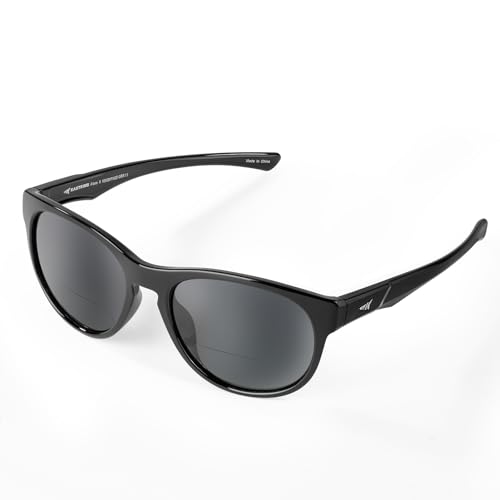KastKing Alsea Bifocal Polarized Women Sunglasses - Gloss Black Frame, Smoke Lenses, +2.5 Bifocal