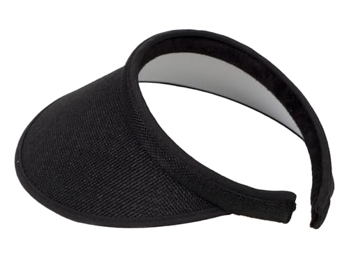 Women's Wide Brim Visor - 5 Inch Clip-On Sports Hat Black, One Size