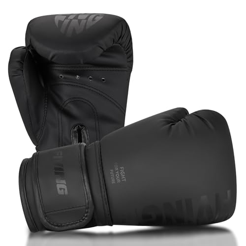 Kids Boxing Gloves - Black, 6oz for Youth Kickboxing & Training