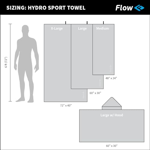 Flow Hydro Sport Microfiber Swim Towel - X-Large Gray Quick Dry Water Sports