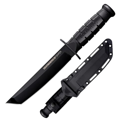 Cold Steel Leatherneck Tanto Fixed Blade Knife with D2 Steel, 7" Blade, Tactical Military-Style Knife with Sheath