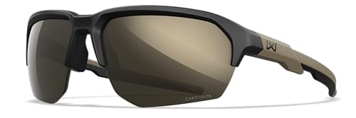 Ballistic Safety Glasses with Mirror Finish - Matte Black & Tan Frame, Non-Polarized