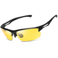 Men Women Polarized UV400 Half Frame Sports Sunglasses - Black Yellow