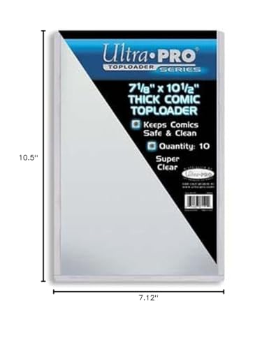 Comic Book Toploader Sleeve Pack of 10 - Clear Rigid PVC 7-1/8 x 10-1/2 Inches