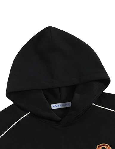 Unisex Oversized Y2K Applique Hoodie - Medium Black