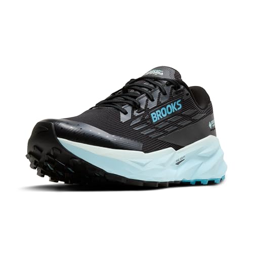 Waterproof Mountain Trail Running Shoes for Women - Black, Blue Flower, Cascadia 19 GTX