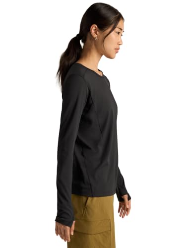 Women's Sunna Crew LS Shirt - Black, Small, UPF 50+ Recycled Polyester