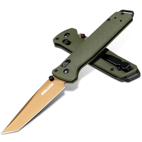 RBLACK 3.3" Olive Green Tanto EDC Folding Knife with S35VN Blade & G10 Handle