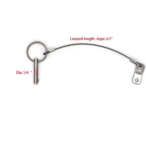 Marine Grade Stainless Steel Quick Release Pin 1/4 inch Diameter with Lanyard - Bimini Top Marine Hardware