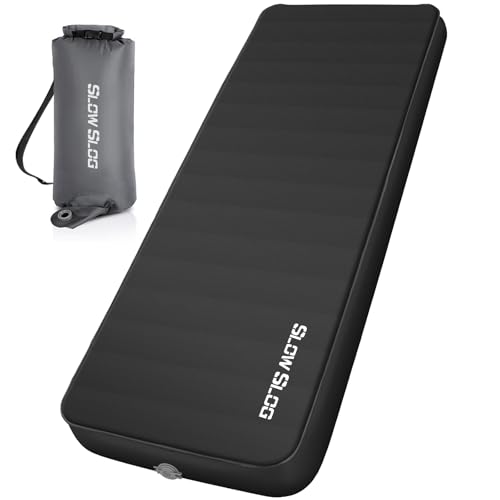 Widened Self-Inflating Camping Sleeping Pad 4in Foam Support with Pump Sack - Black