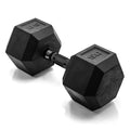 CAP 50 lb Black Rubber Coated Hex Dumbbell - Anti-Roll, Comfort Grip Handles