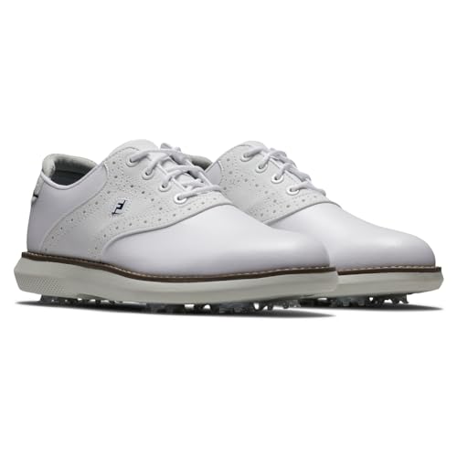 FootJoy Golf Juniors Traditions Shoes - White/White, 5 Big Kid