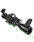 MidTen 4-16x50 AO Hunting Rifle Scope with Green Laser Sight & Illuminated Red/Green Dot
