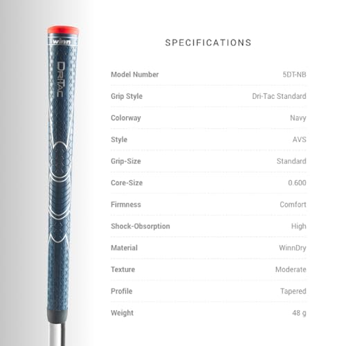 Golf Grip Bundle - 13 Non-Slip All-Weather Winn Dri-Tac Soft Cushioned Grips - Standard Size Navy Blue