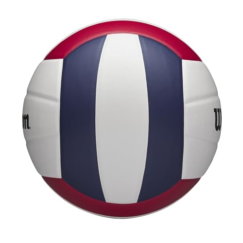 Wilson Nova Indoor Volleyball - Official Size, Red/White/Navy Leather, NCAA Approved