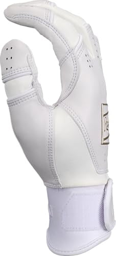 Rawlings ICON Adult Batting Gloves White Large - Pro-Grade Leather, Reinforced Palm