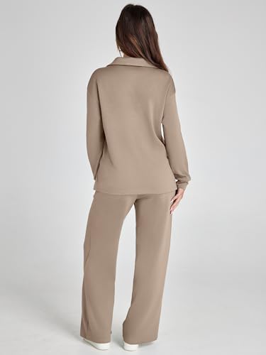 Women's Casual 2 Piece Sweatsuit Set - Camel Medium