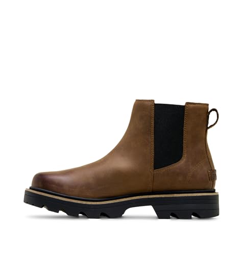 Waterproof Chelsea Boots for Men - Rugged Leather Slip-On Footwear, 7.5 Size - Tobacco & Black