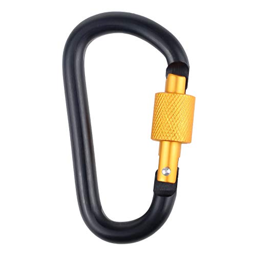 Multicolored Aluminum D Ring Key Rings Clips Locking Carabiner - Black and Orange